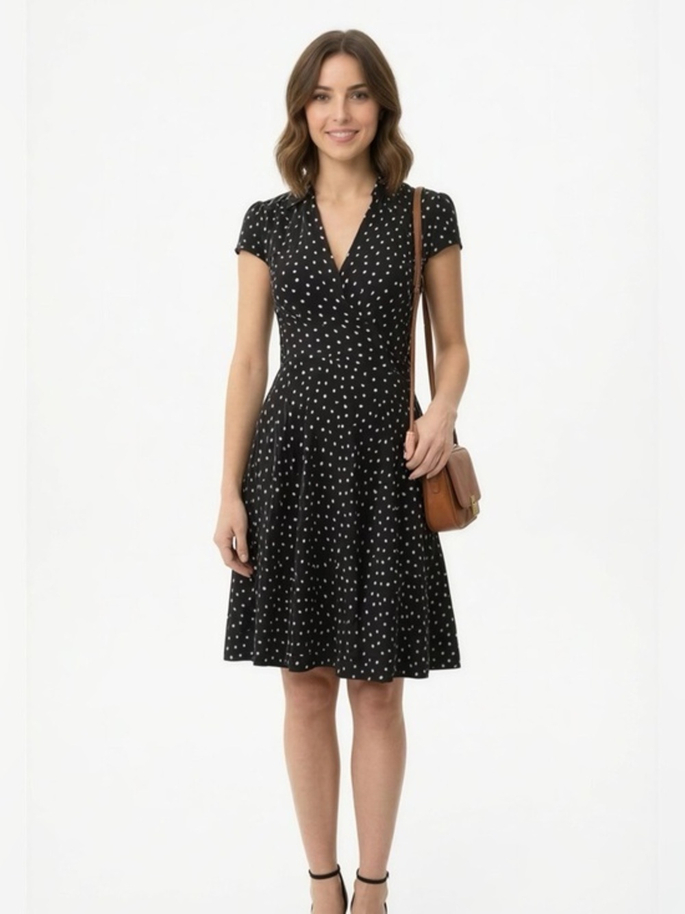 INC International Concepts Silk Wrap Black and White Midi Dress